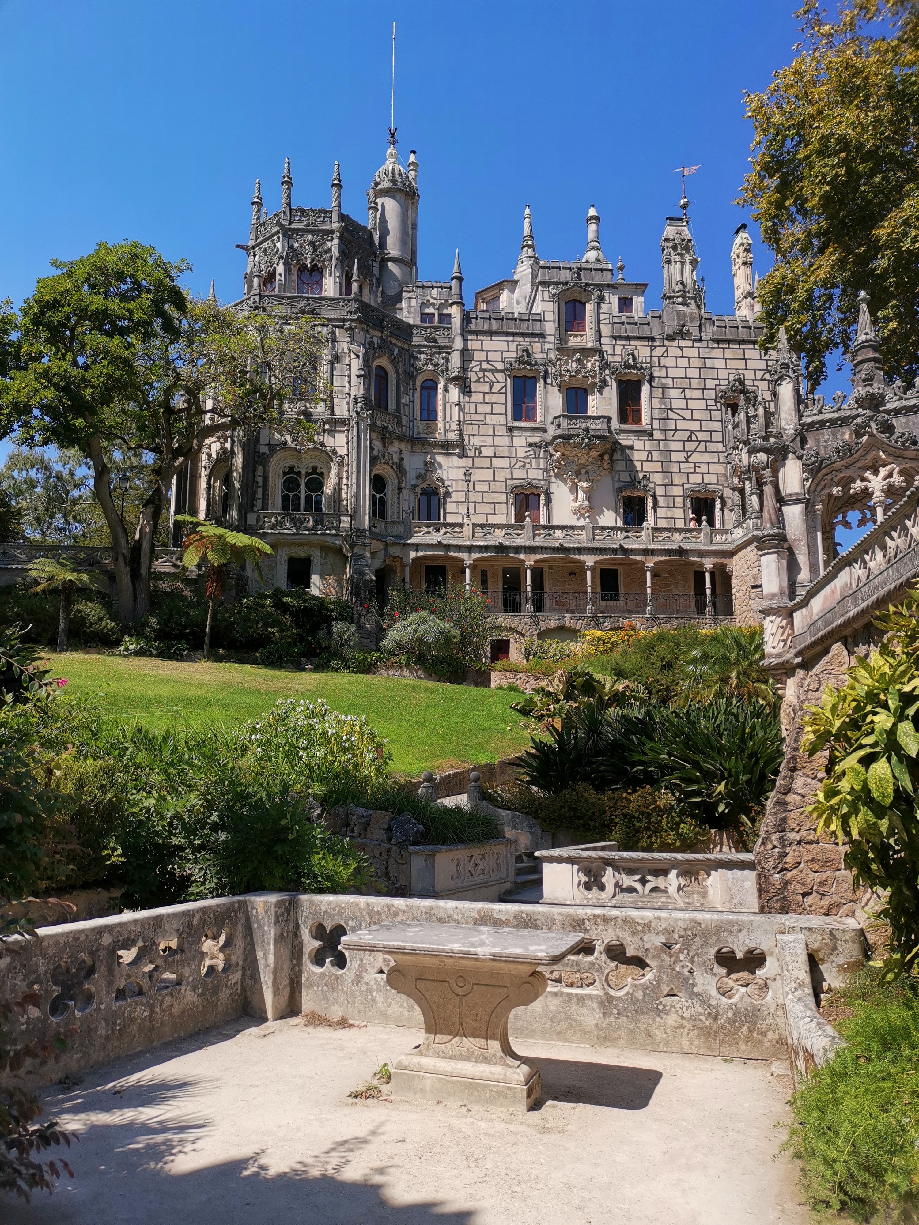 Gothic palace above terraced gardens in Sintra, Portugal